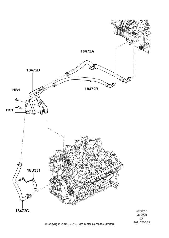 15E - Heater Hoses, 4.0L V6 12V SOHC EFI; 03/AUG/2005-22/MAR/2010