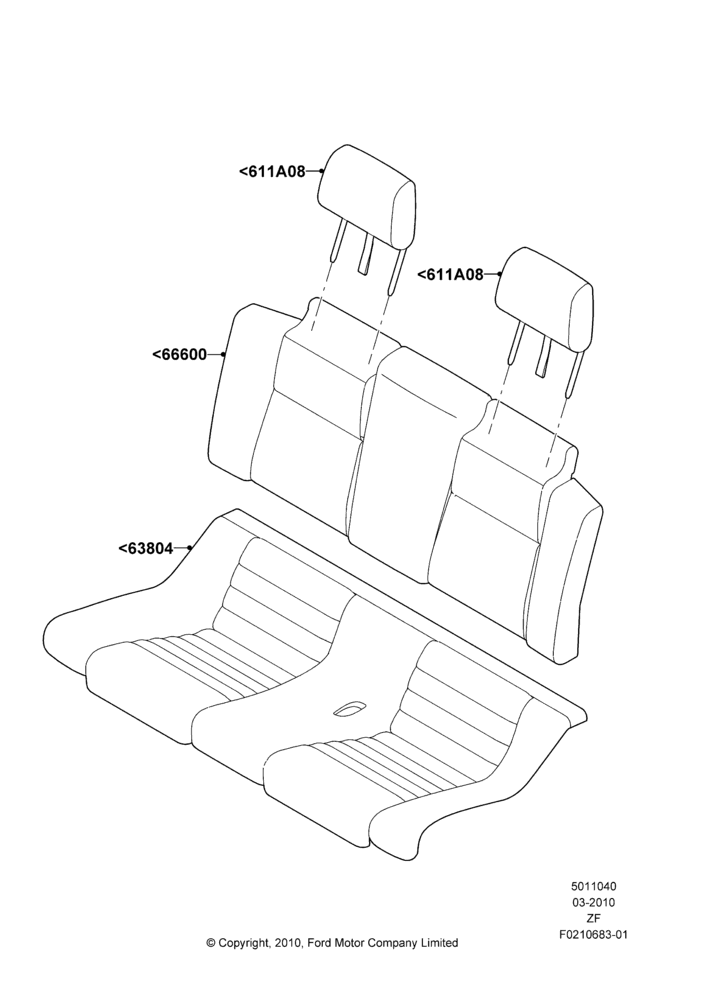 40H - Rear Seat Covers, Convertible; 22/MAR/2010-27/JUN/2014