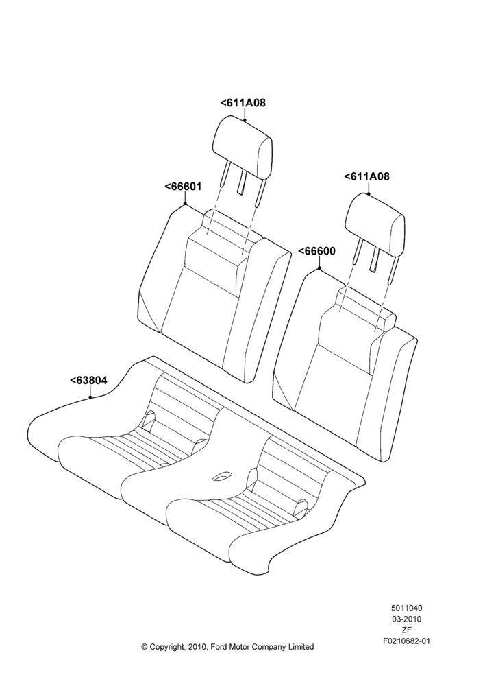 40G - Rear Seat Covers, Coupe; 22/MAR/2010-27/JUN/2014
