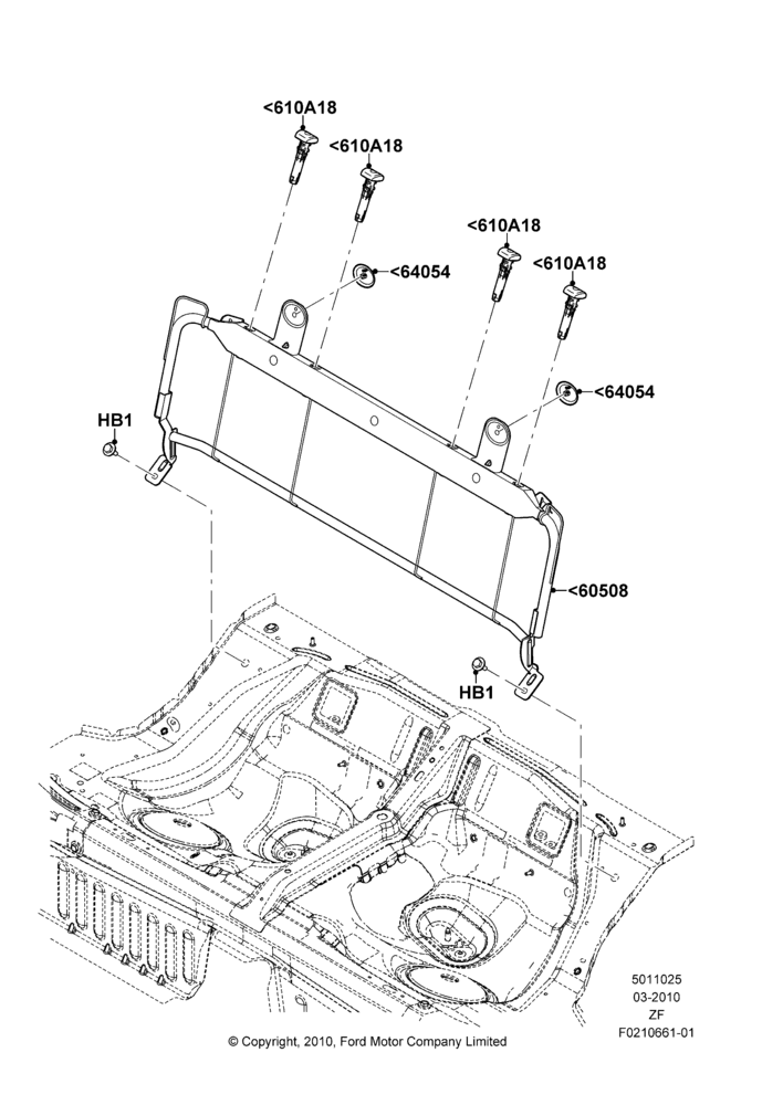 25F - Rear Seat Back, Convertible; 22/MAR/2010-27/JUN/2014