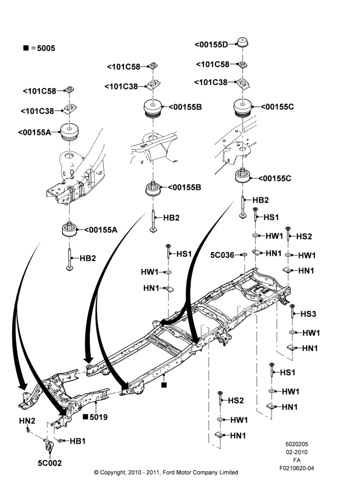 05B - Chassis Frame, Wide Frame (Pickup), Super Cab, Less Fifth Wheel; 22/FEB/2010-05/JUL/2016