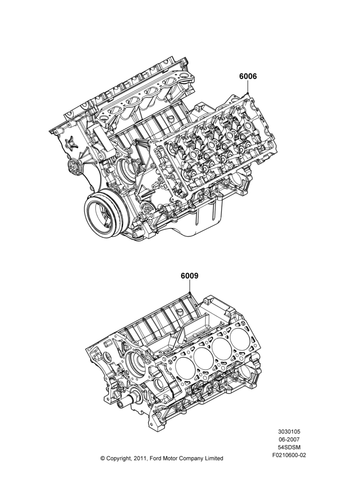 05A - Service Engine and Short Block, 5.4L 4V DOHC EFI S/C ALUM V8 G; 26/JUN/2007-30/APR/2012