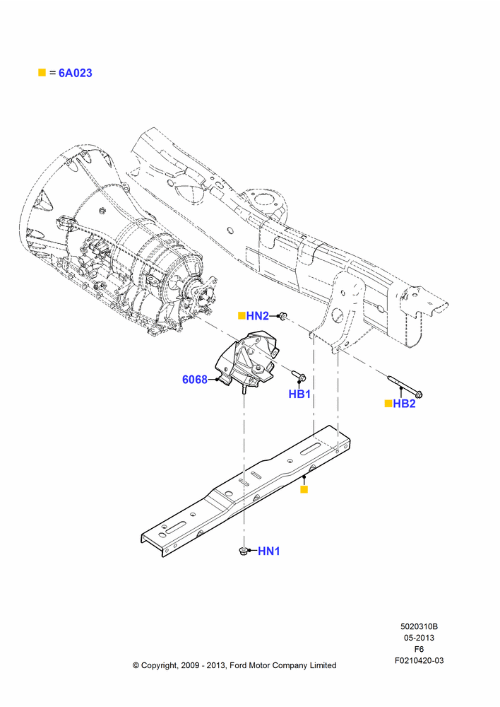 10B - Transmission Mounting, 2WD, 6 Speed Automatic Trans (6R80); 18/AUG/2008-03/NOV/2010