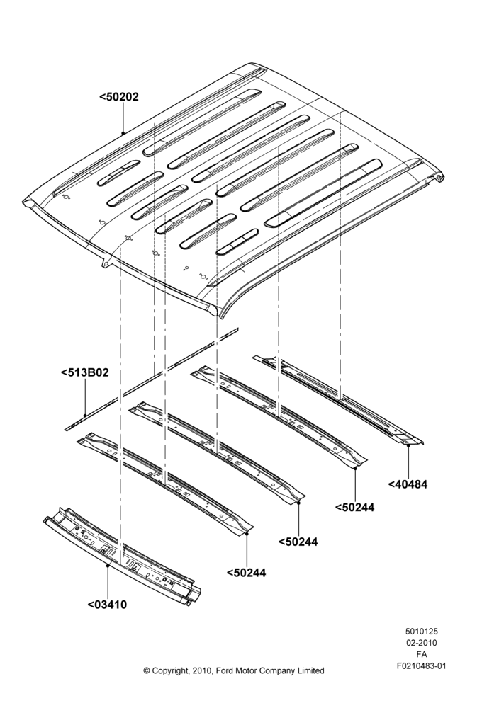 25C - Roof - Sheet Metal, Crew Cab; 22/FEB/2010-05/JUL/2016