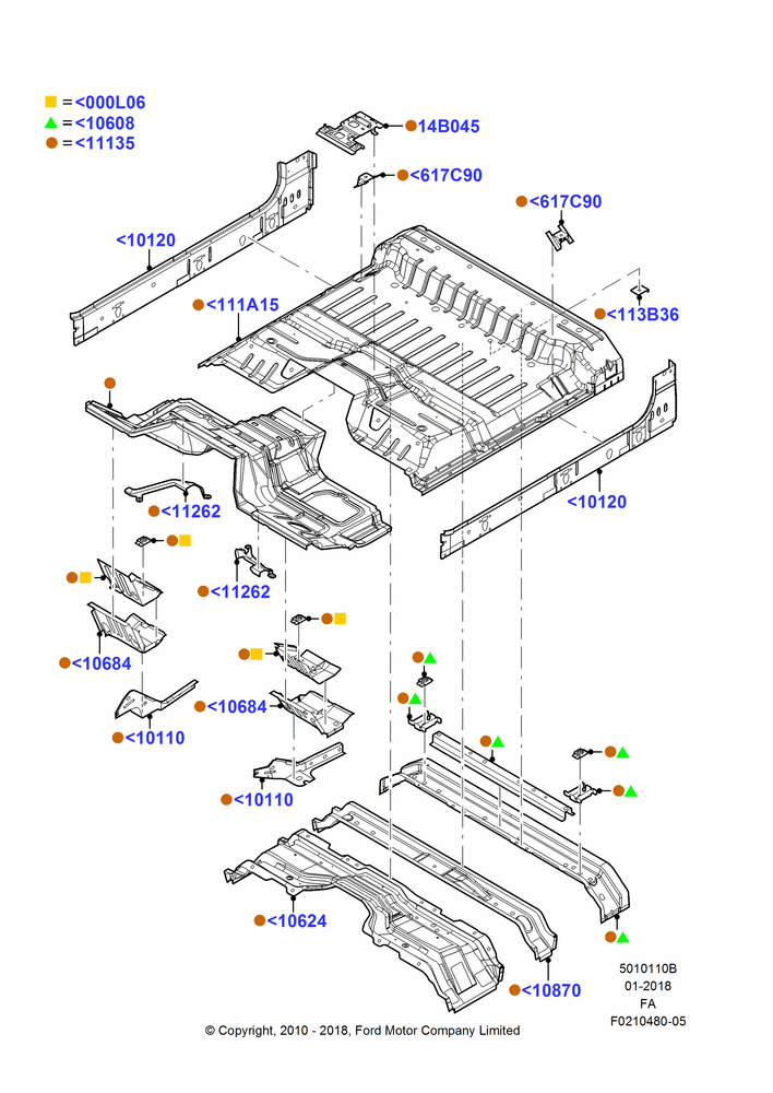 10B - Floor Pan - Front, Super Cab; 22/FEB/2010-05/JUL/2016