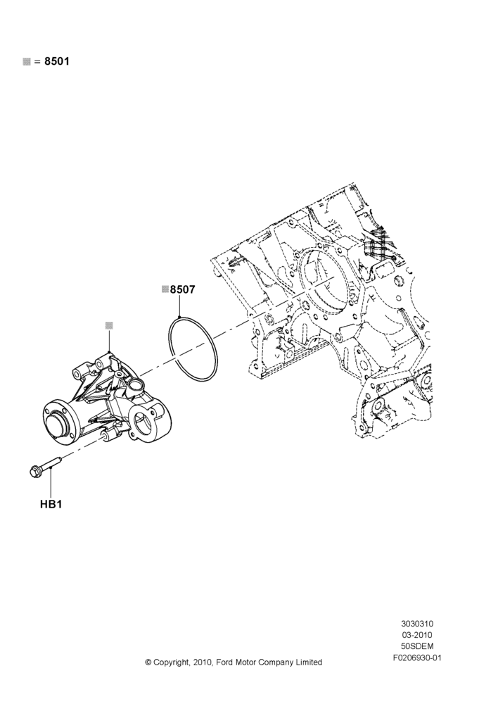 10A - Water Pump, MOD 5.0L-4V DOHC SEFI NA; 22/MAR/2010-27/JUN/2014