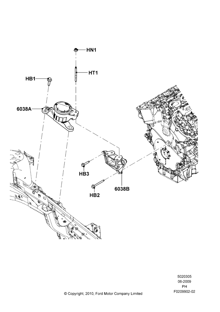 05B - Engine Mounting, 3.5L DOHC T/C V6 Gas; 15/JUN/2009-01/MAR/2019