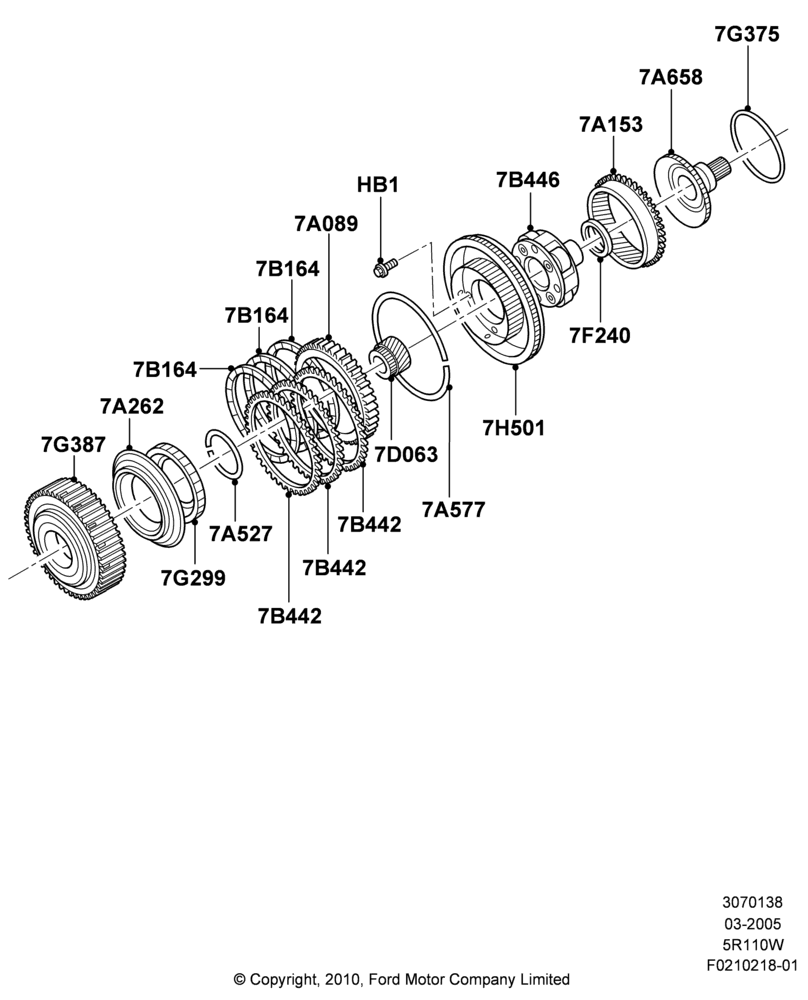 38D - Coast Clutch and Components, 5R110W 5 Speed Auto Trans NAAO; 22/FEB/2010-10/JUL/2016