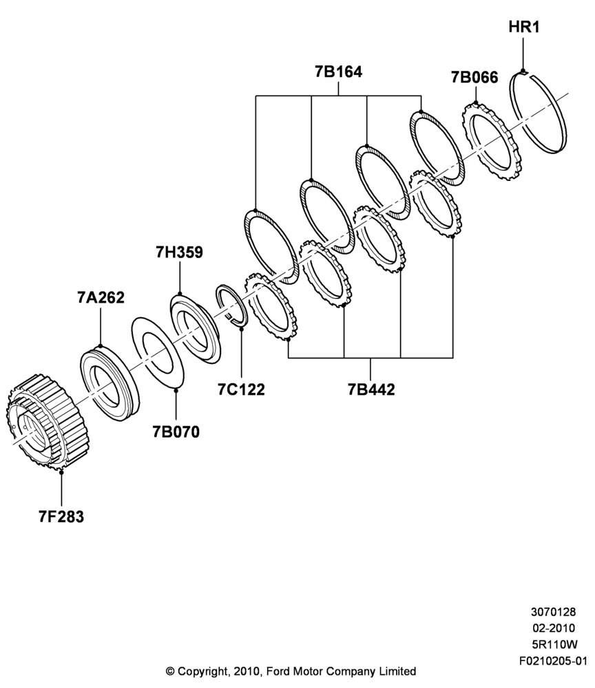 28D - Direct Clutch and Components, 5R110W 5 Speed Auto Trans NAAO; 22/FEB/2010-10/JUL/2016