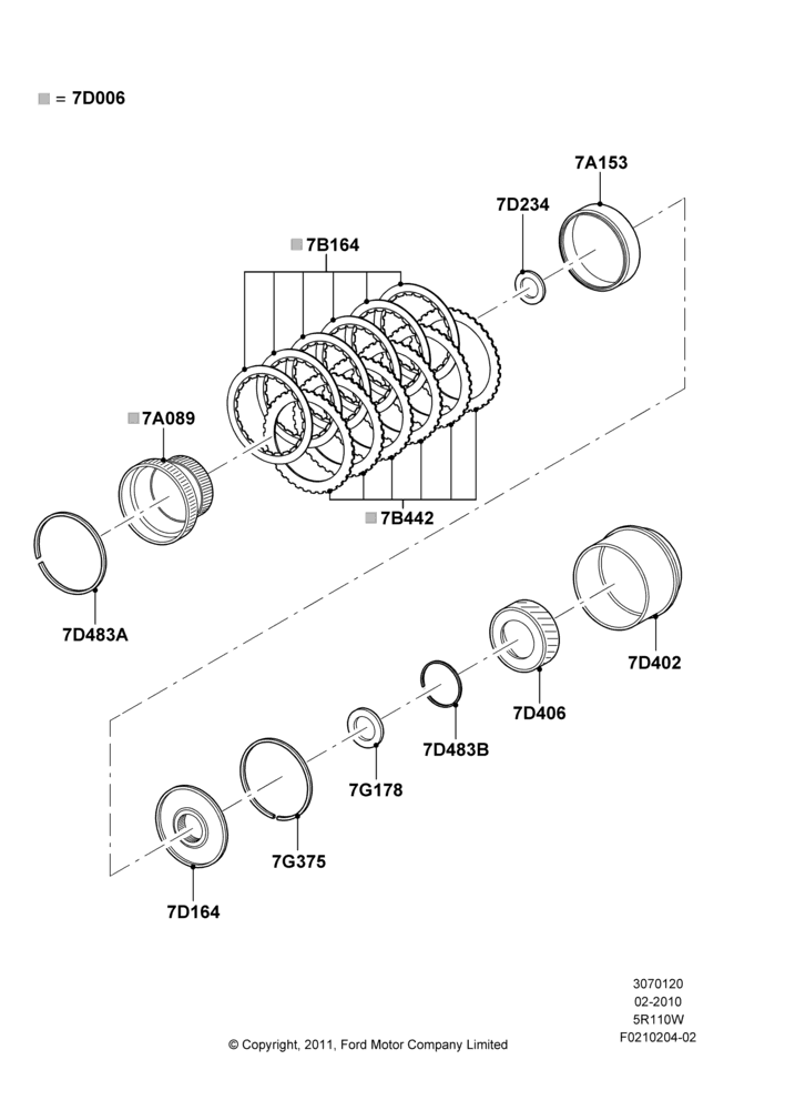 20F - Reverse Clutch and Components, 5R110W 5 Speed Auto Trans NAAO; 22/FEB/2010-10/JUL/2016