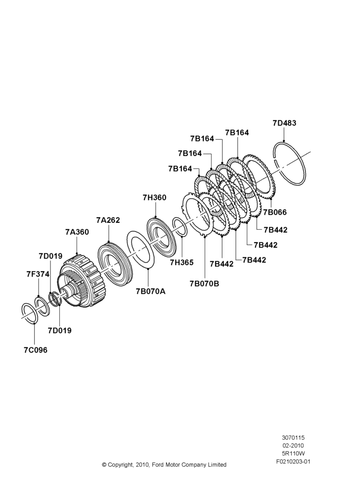 15D - Forward Clutch and Components, 5R110W 5 Speed Auto Trans NAAO; 22/FEB/2010-10/JUL/2016