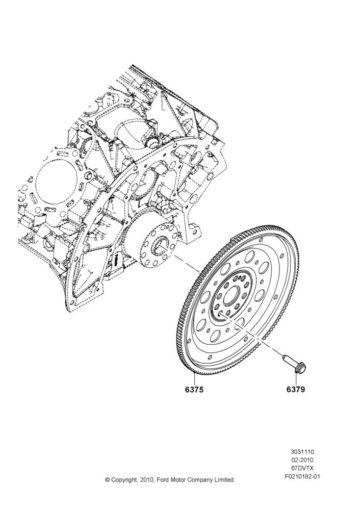 10A - Flywheel, 6.7L 4V V8 T/C Diesel; 22/FEB/2010-05/JUL/2016