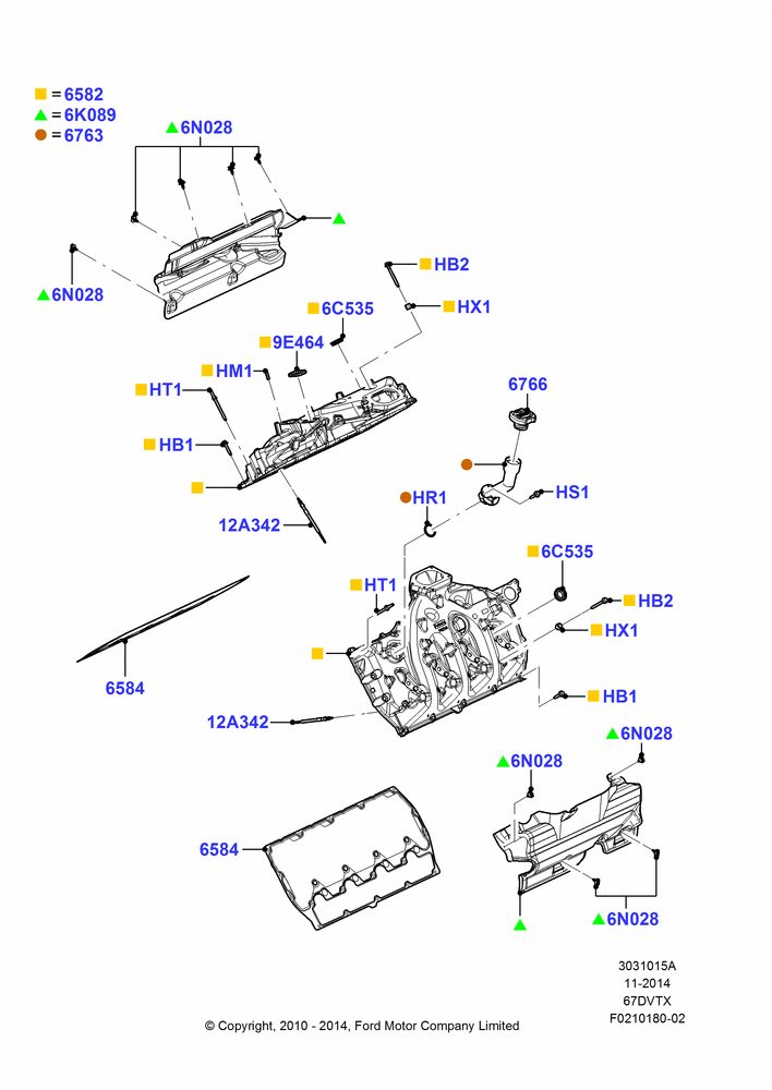 15A - Cylinder Head Cover, 6.7L 4V V8 T/C Diesel; 22/FEB/2010-05/JUL/2016