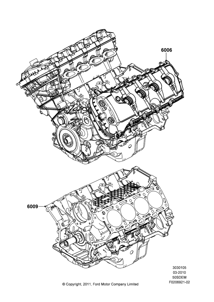 05A - Service Engine and Short Block, MOD 5.0L-4V DOHC SEFI NA; 22/MAR/2010-27/JUN/2014