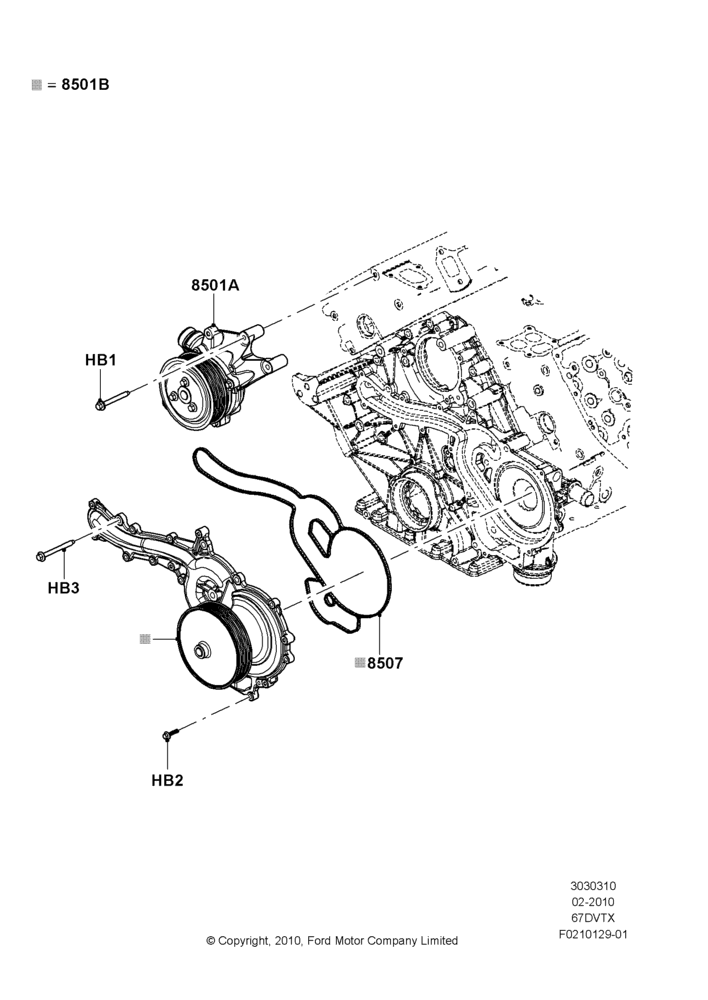 Water Pump, 6.7L 4V V8 T/C Diesel