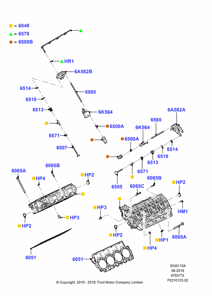 15A - Cylinder Head, 6.7L 4V V8 T/C Diesel; 22/FEB/2010-05/JUL/2016