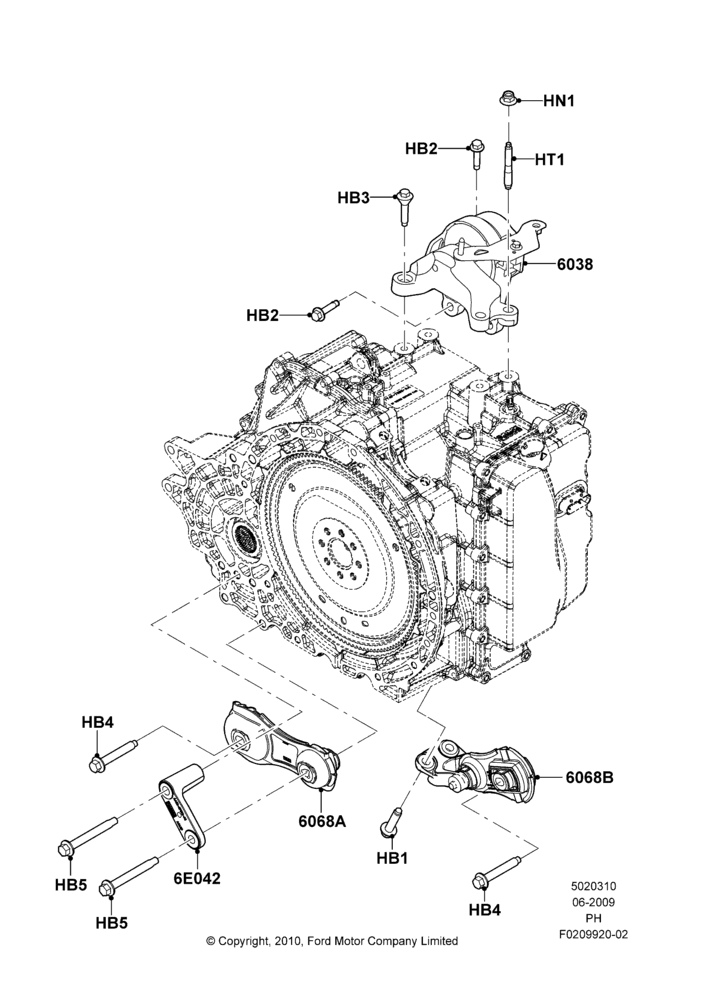 10B - Transmission Mounting, 3.5L DOHC T/C V6 Gas; 15/JUN/2009-27/JUN/2017