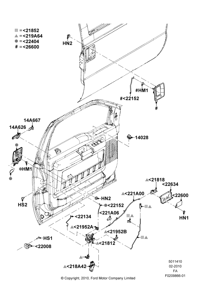 10B - Front Door Lock Controls, Super Cab; 22/FEB/2010-05/JUL/2016