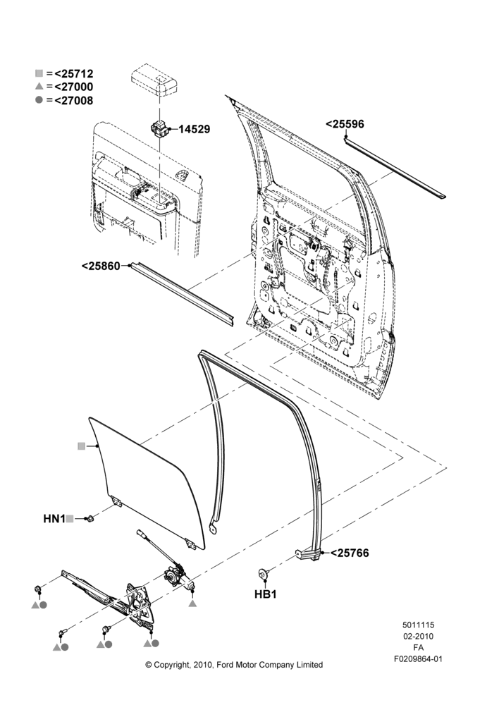 15B - Rear Door Glass and Window Controls, Crew Cab, With Electric Rear Windows; 22/FEB/2010-22/OCT/2012