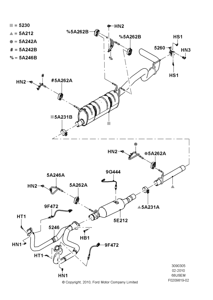 Exhaust System, 6.8L Gas EFI V10