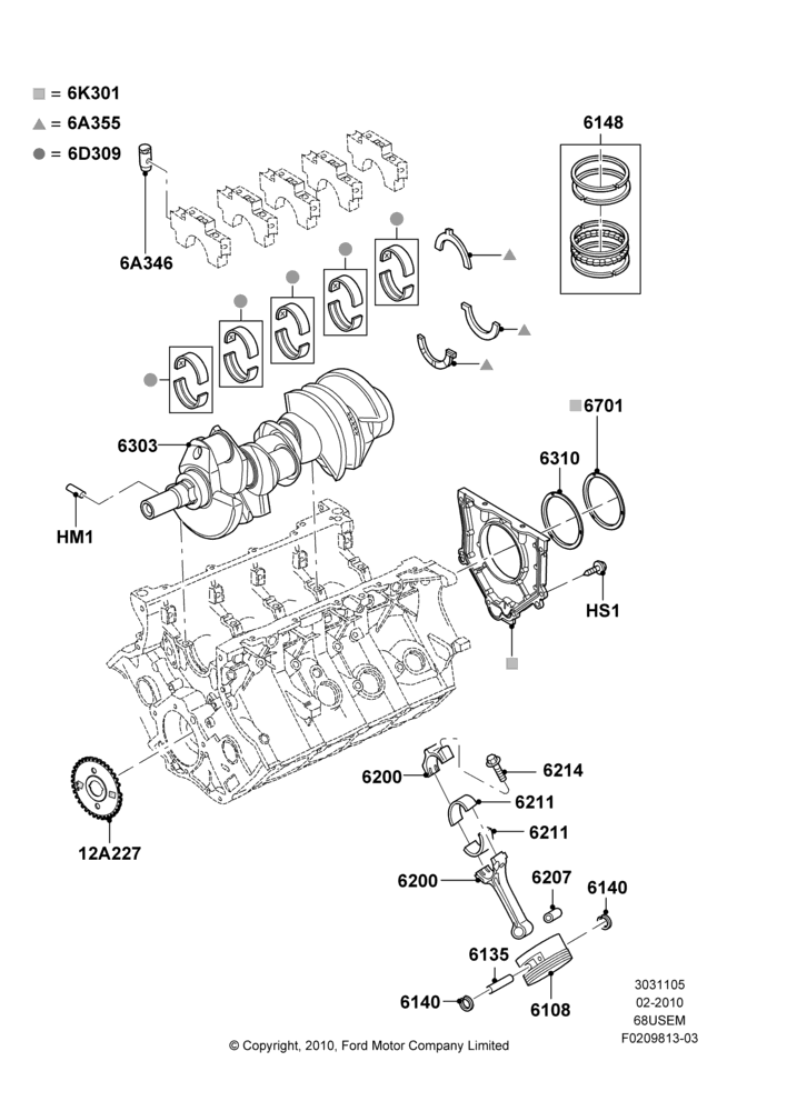 05D - Crankshaft/Pistons and Bearings, 6.8L Gas EFI V10; 22/FEB/2010-05/JUL/2016