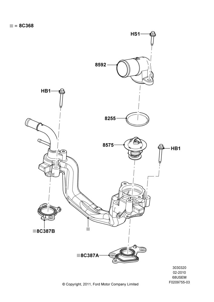 Thermostat/Housing & Related Parts, 6.8L Gas EFI V10