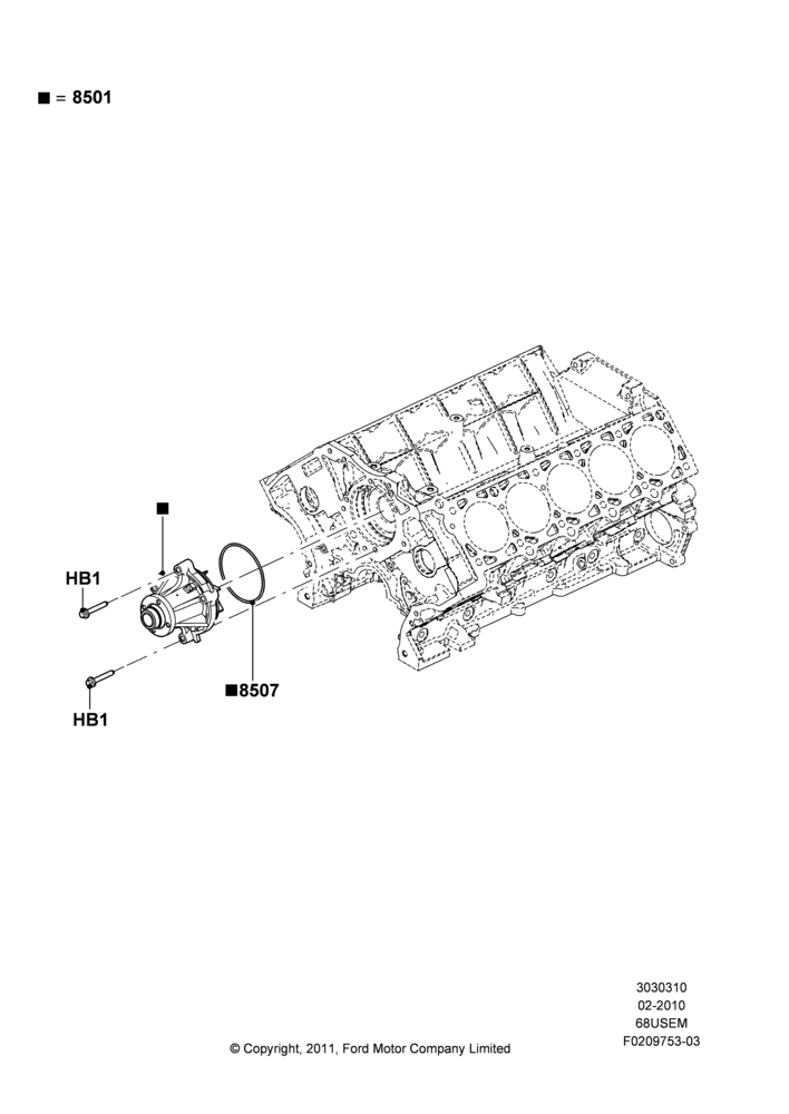 Water Pump, 6.8L Gas EFI V10