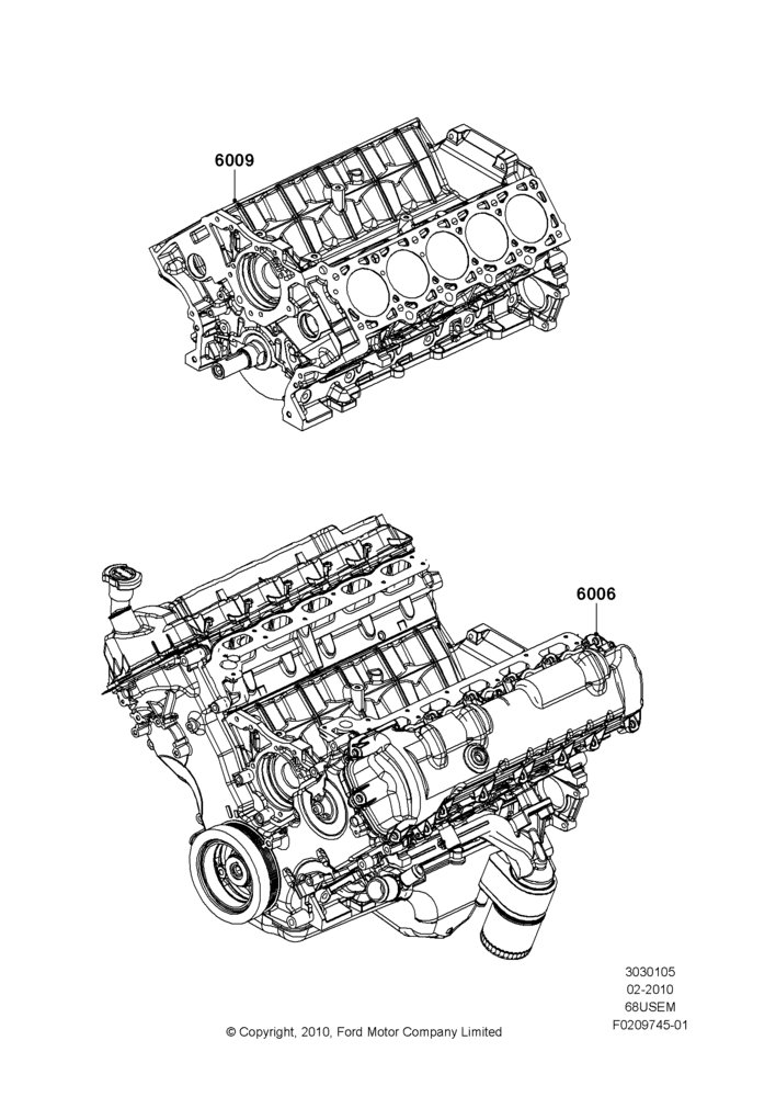05D - Service Engine and Short Block, 6.8L Gas EFI V10; 22/FEB/2010-05/JUL/2016