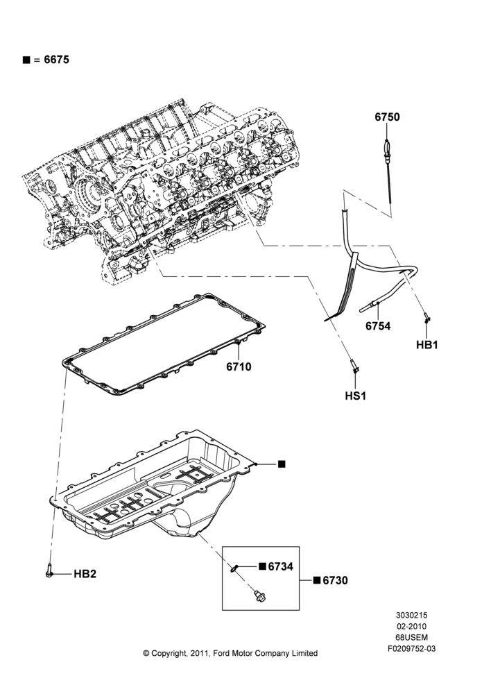 15D - Oil Pan/Oil Level Indicator, 6.8L Gas EFI V10; 22/FEB/2010-05/JUL/2016