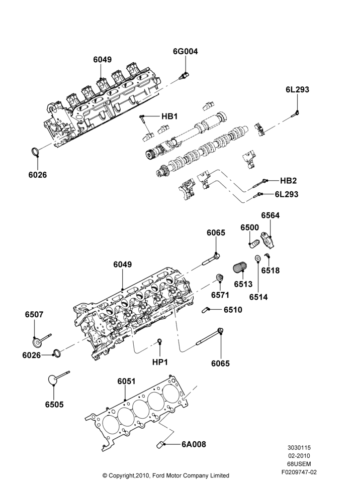 15D - Cylinder Head, 6.8L Gas EFI V10; 22/FEB/2010-05/JUL/2016
