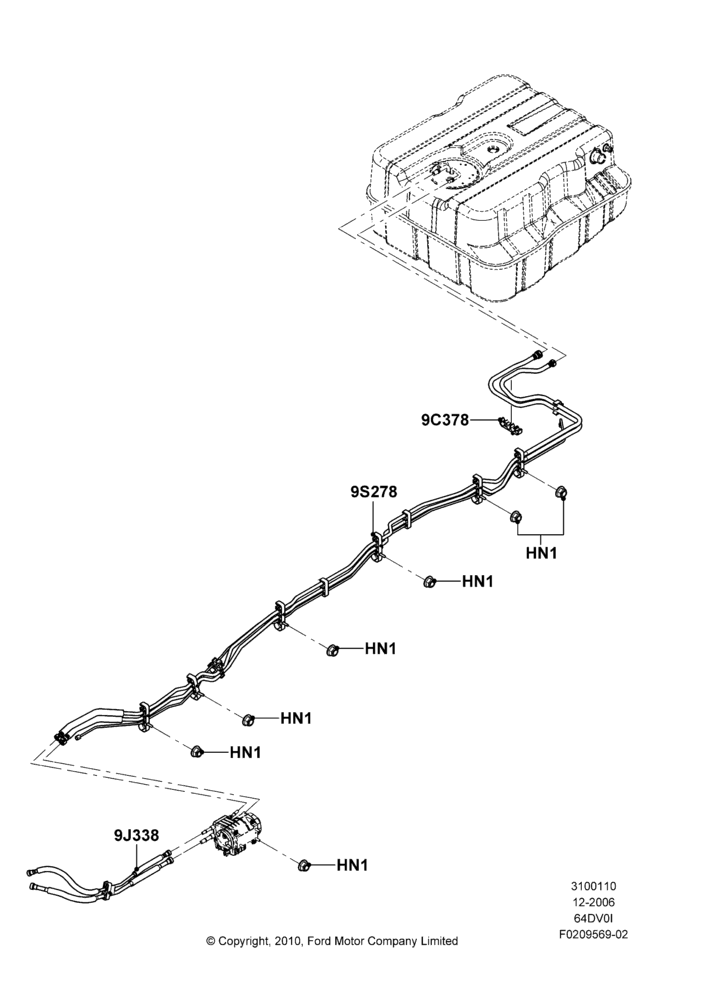10D - Fuel Lines, 6.4L Diesel V8 Twin Turbo, With Aft-Of-Axle Fuel Tank, Body; 18/DEC/2006-12/FEB/2010