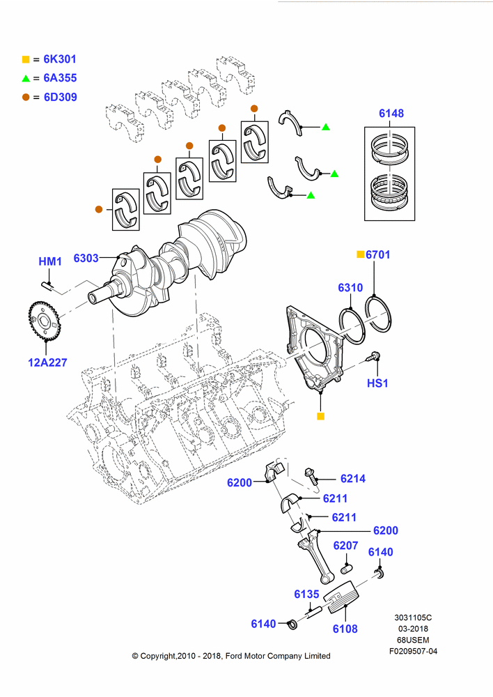 05C - Crankshaft/Pistons and Bearings, 6.8L Gas EFI V10; 19/JAN/2010