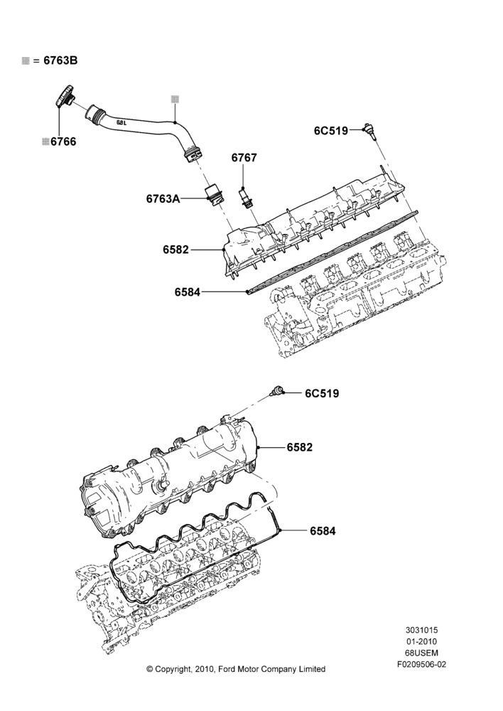 15C - Cylinder Head Cover, 6.8L Gas EFI V10; 19/JAN/2010