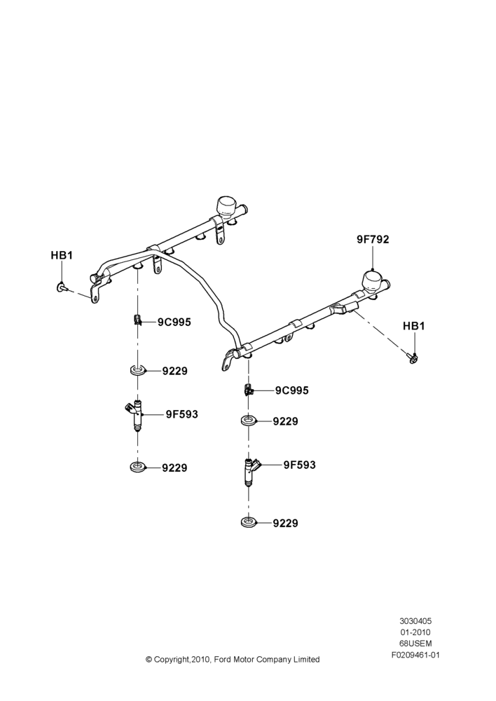 05C - Fuel Injectors and Pipes, 6.8L Gas EFI V10; 19/JAN/2010