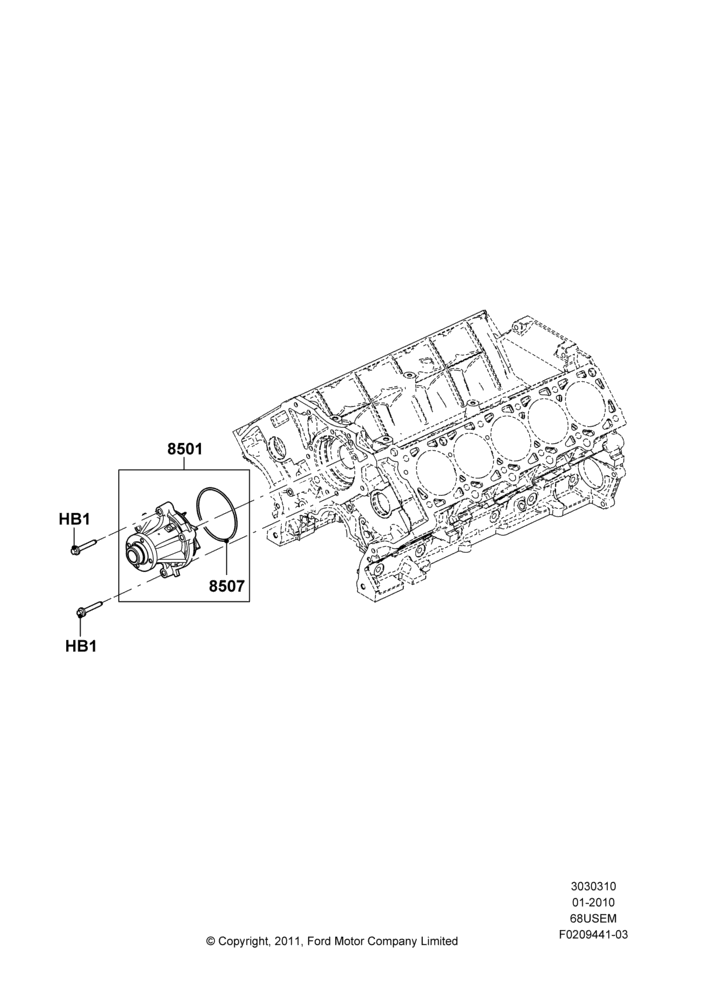 Water Pump, 6.8L Gas EFI V10
