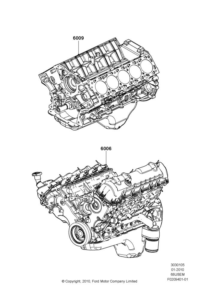 05C - Service Engine and Short Block, 6.8L Gas EFI V10; 19/JAN/2010