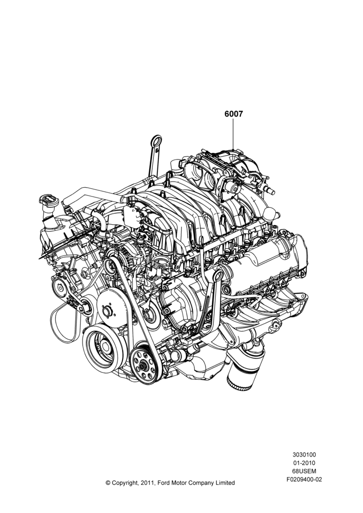 00C - Engine Assy Fully Dressed, 6.8L Gas EFI V10; 19/JAN/2010