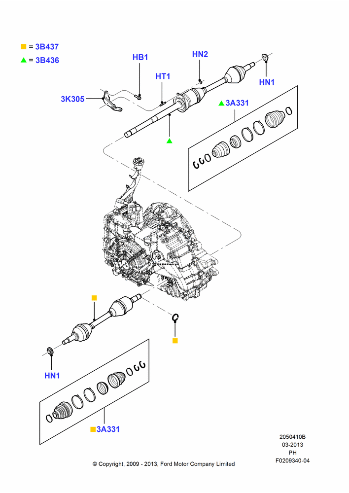 10B - Drive Shaft - Front Axle Drive, 3.5L 4V DOHC VCT SMPI V6 Gas; 15/JUN/2009-18/JUL/2011