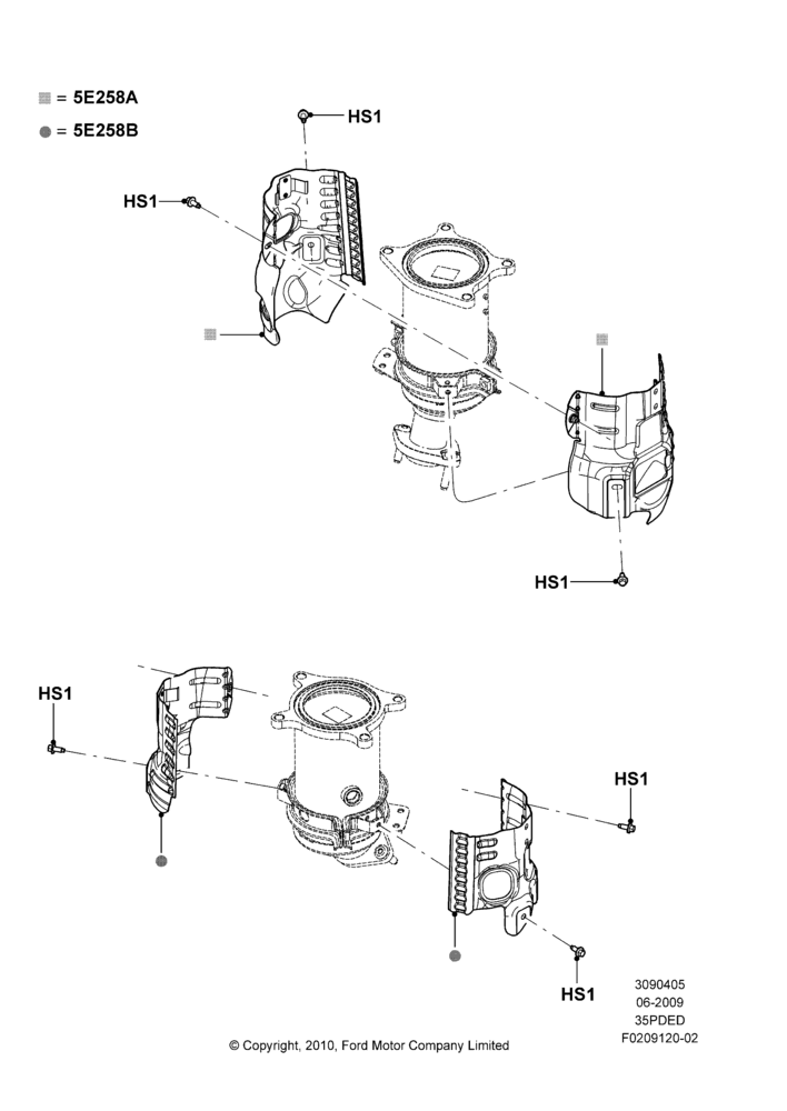 05C - Heat Shields - Exhaust System, 3.5L 4V DOHC VCT SMPI V6 Gas; 15/JUN/2009-06/FEB/2012