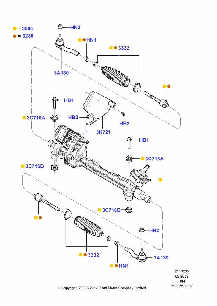 05B - Steering Gear, 3.5L DOHC T/C V6 Gas; 15/JUN/2009-06/FEB/2012