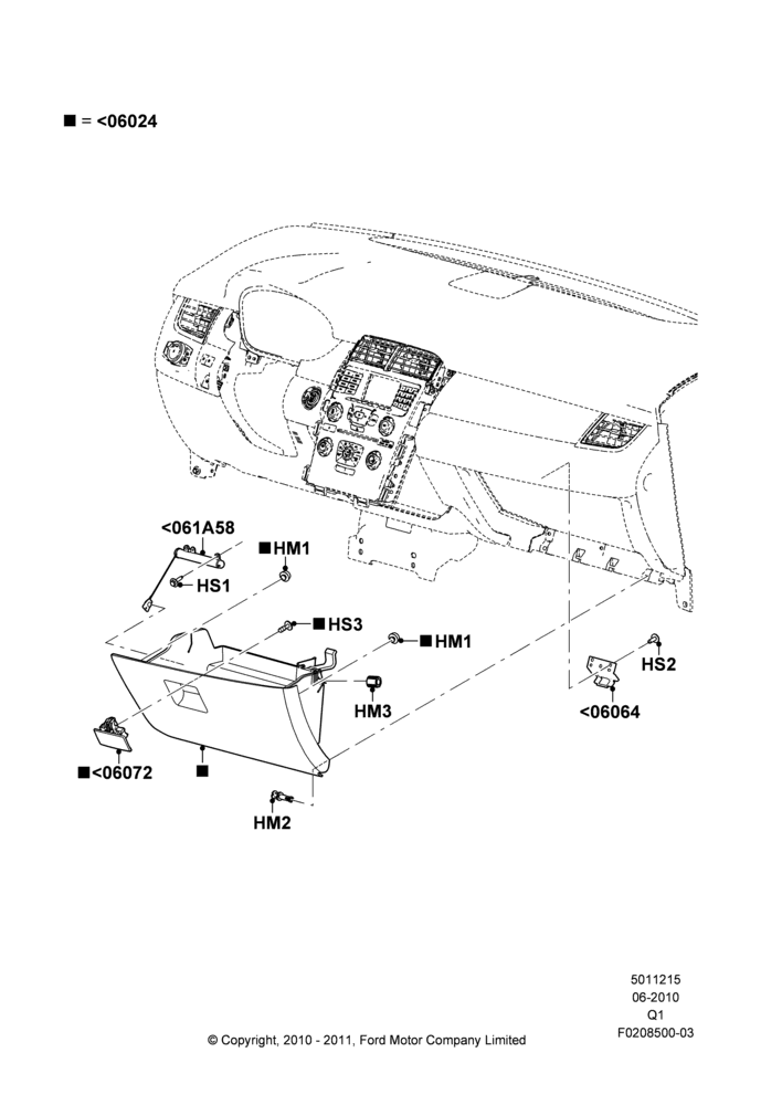 15B - Glove Box, Ford Series; 12/JUL/2010-24/DEC/2014