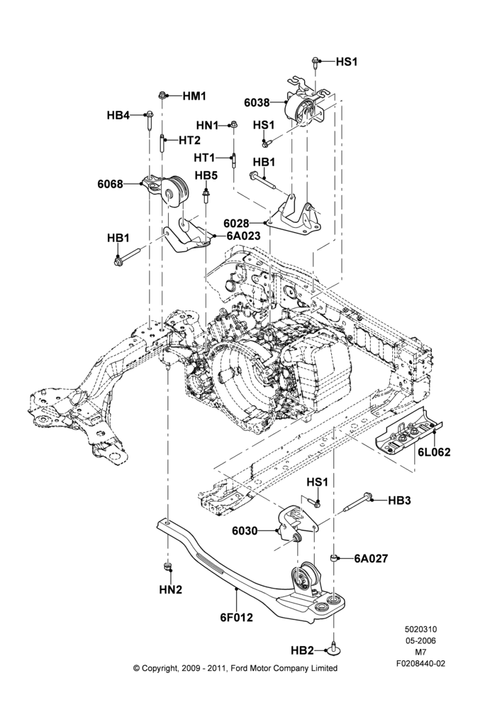 10A - Transmission Mounting, 4 Speed CD4E Automatic; 01/MAY/2006-23/JUN/2008