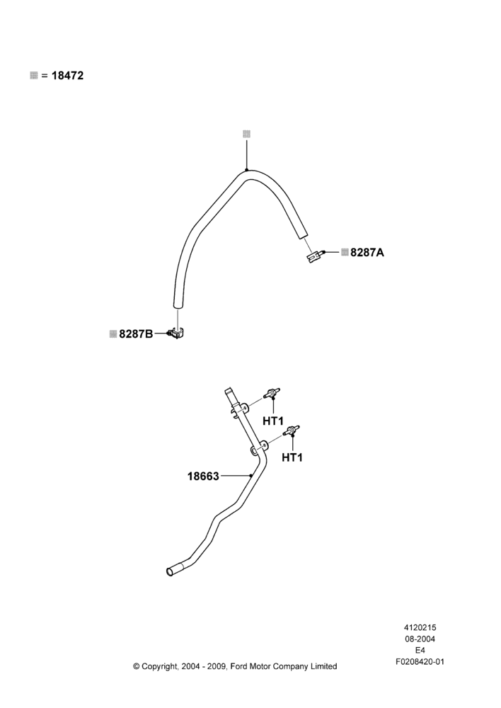 15U - Heater Hoses, 5.4L Modular SOHC V8, 6.8L SOHC EFI NA V10 Gas, Stripped Chassis; 02/AUG/2004