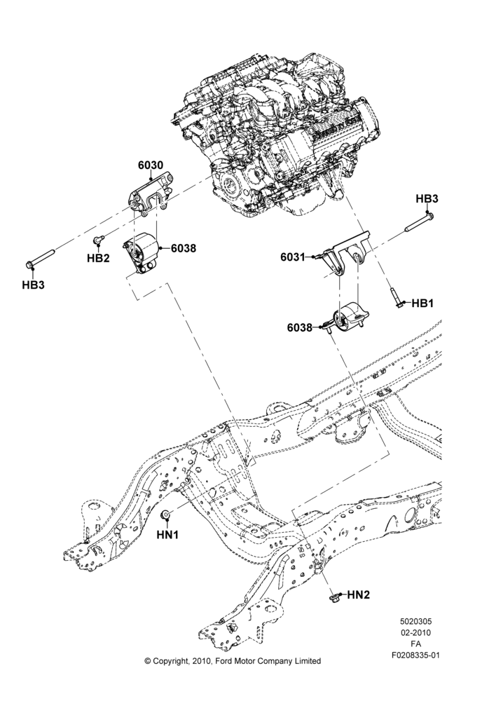 05A - Engine Mounting, 6.2L 16V OHC NA V8 Gas; 22/FEB/2010-05/JUL/2016