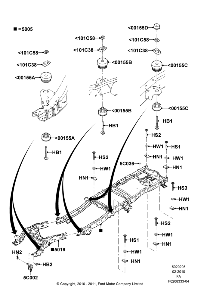 05A - Chassis Frame, Wide Frame (Pickup), Regular Cab, Less Fifth Wheel; 22/FEB/2010-05/JUL/2016