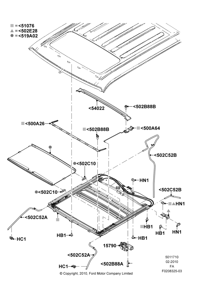 10 - Sliding Roof Mechanism and Controls; 22/FEB/2010-05/JUL/2016
