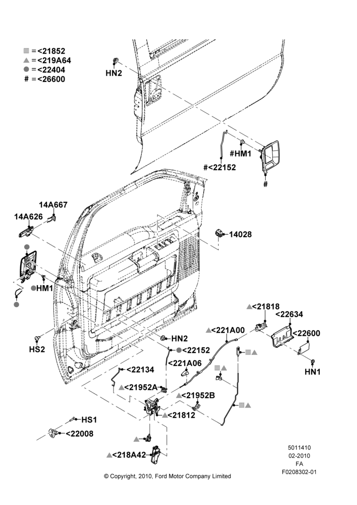 10A - Front Door Lock Controls, Crew Cab, Regular Cab; 22/FEB/2010-05/JUL/2016