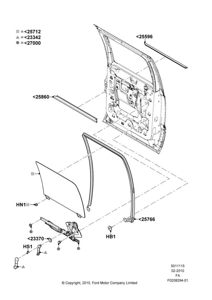 15A - Rear Door Glass and Window Controls, Crew Cab, With Manual Rear Windows; 22/FEB/2010-22/OCT/2012