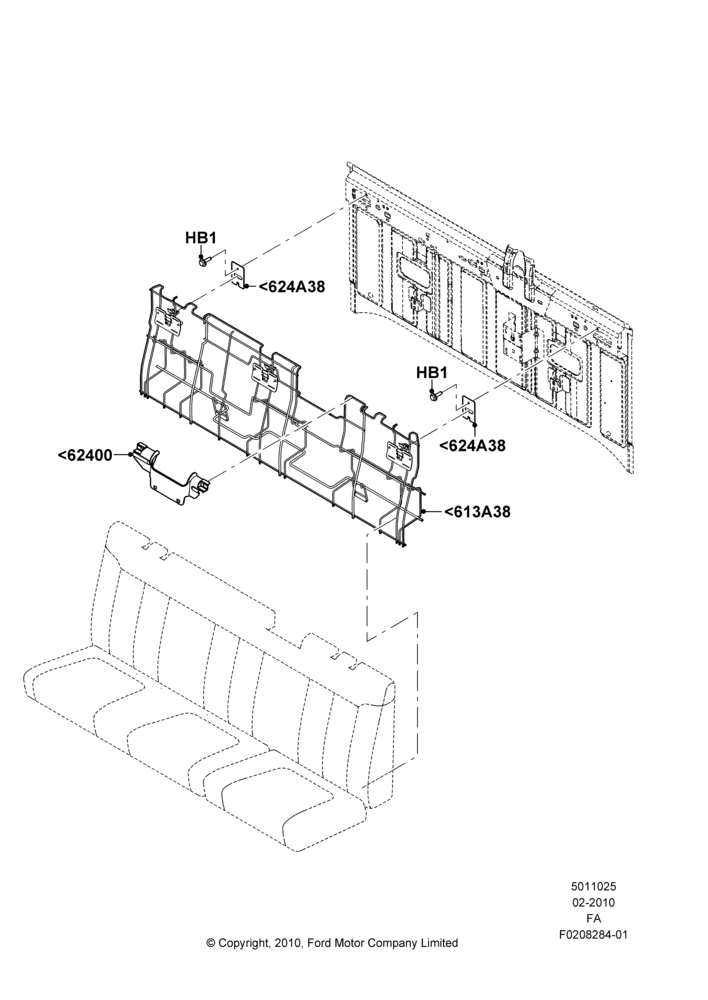 25A - Rear Seat Back, Super Cab, With Second Row Flip-up Seat; 22/FEB/2010-05/JUL/2016