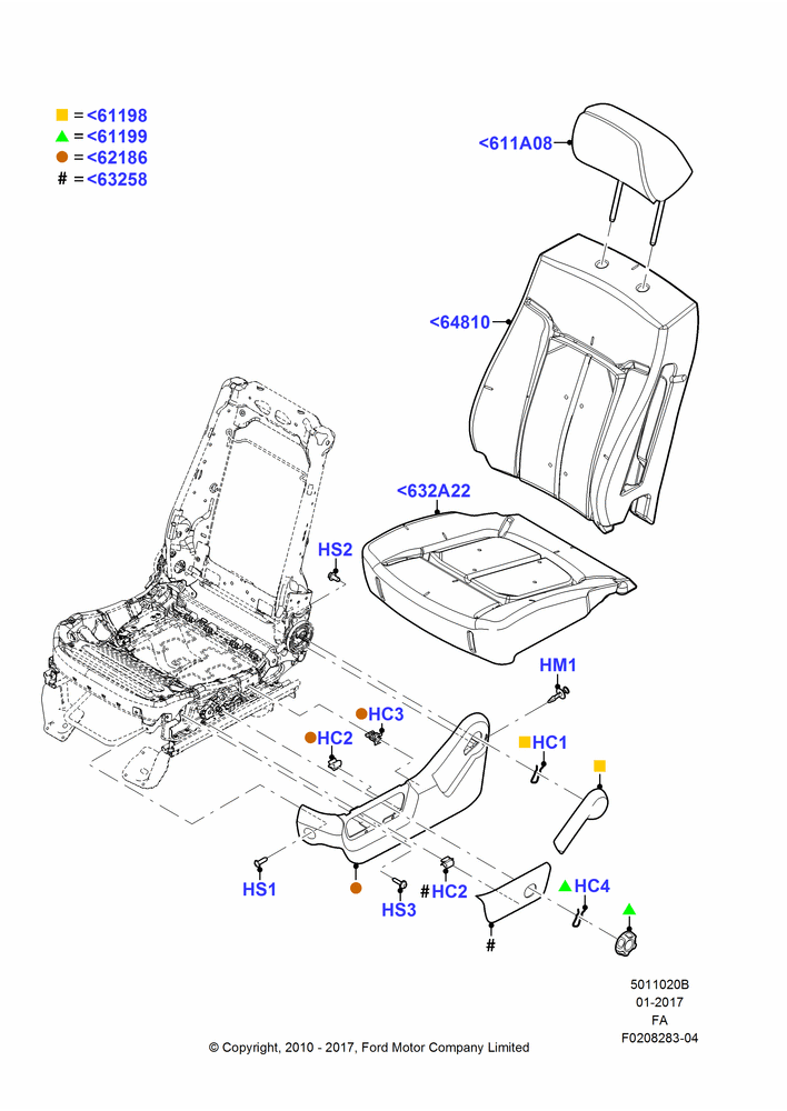 20B - Front Seat Pads/Valances & Heating, With Driver 2 Way Mnl.Seat Adjuster; 22/FEB/2010-05/JUL/2016